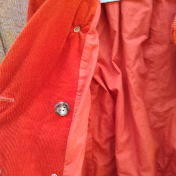 L.L. Bean Burnt Orange Corduroy Belted Trench Coat Pea Coat Size XS Petite - Picture 2 of 15